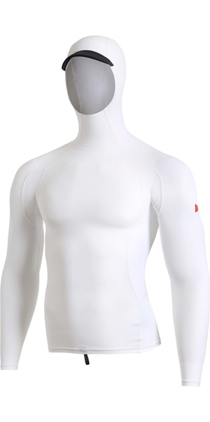 2026 Florence Marine X Mens Long Sleeve Utility Pocket Hooded Rash Vest FMSS00011 - White